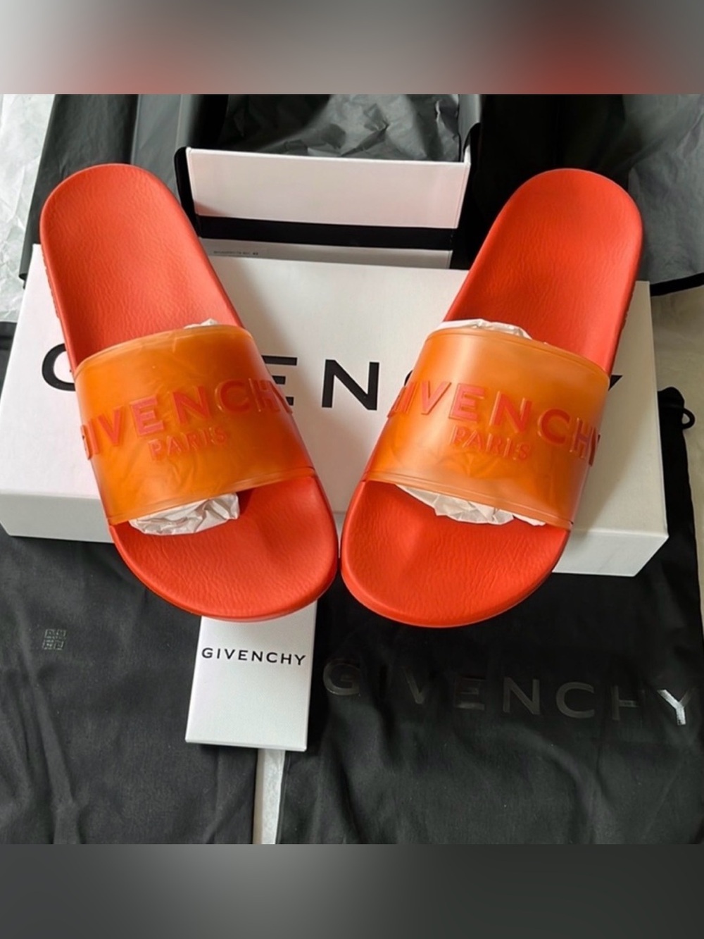 Givenchy bold Orange pool Rubber Slide sandals size 42-9us brand new